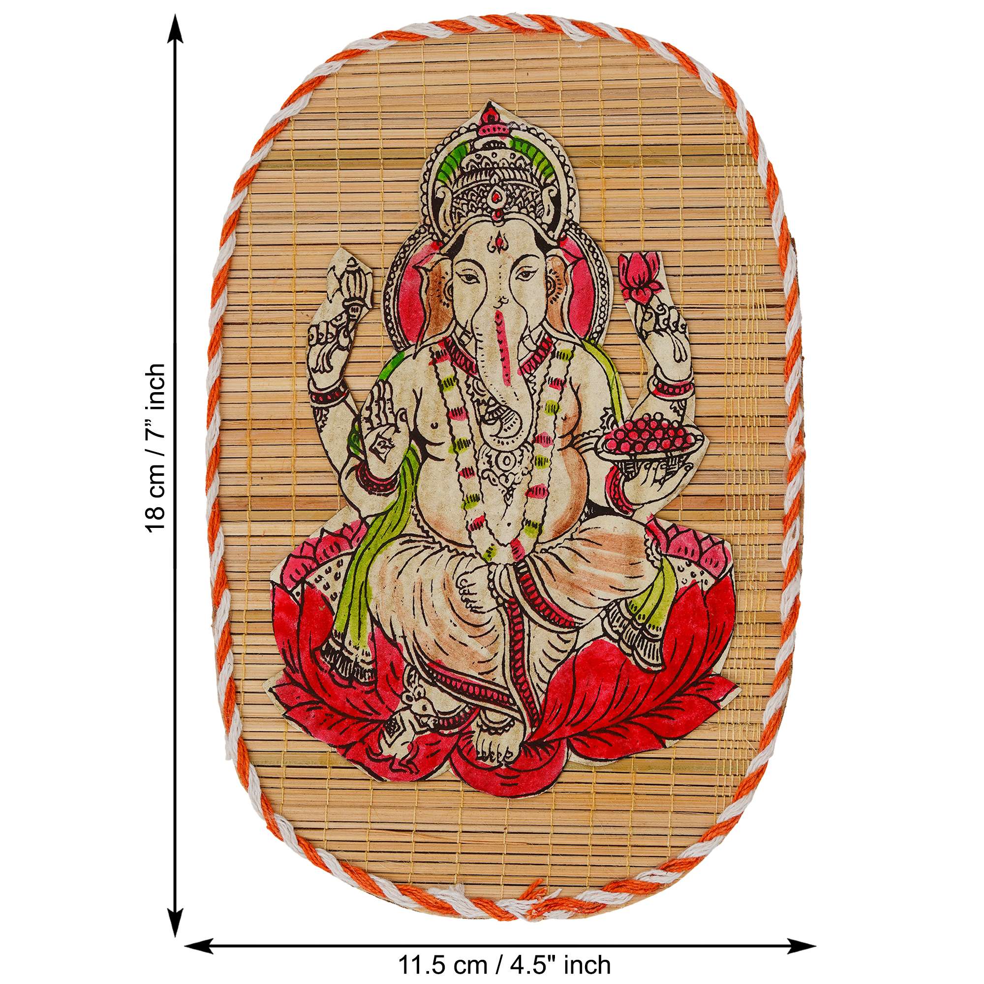 Bamboo Hand Crafted Wall Hangings Of The Trio Of Ganesh Ji, Laxmi Ji And Sarwasti Ji Painting For Home Decor - Image 3